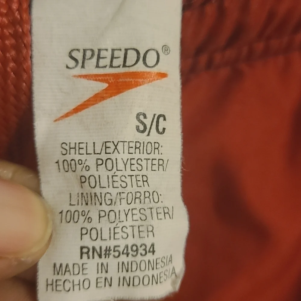 Speedo | Men's Red Athleisure Sporty Swim Trunks With Pockets (Size Small)